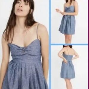 NWT Madewell Chambray Tie Front Mini Blue Dress Sz 0